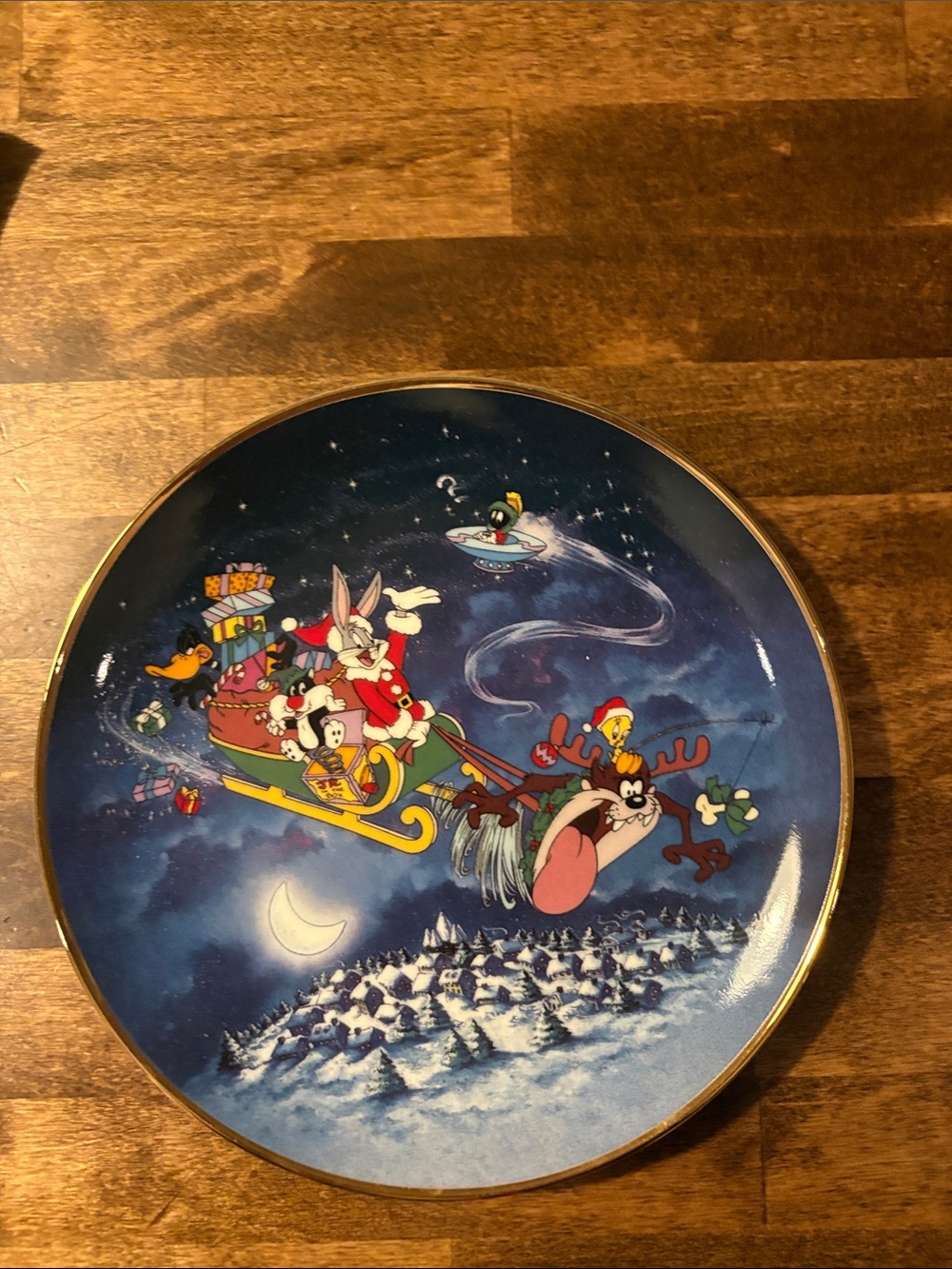 Warner Bros. Navy Blue and Gold Holiday Collector Plate